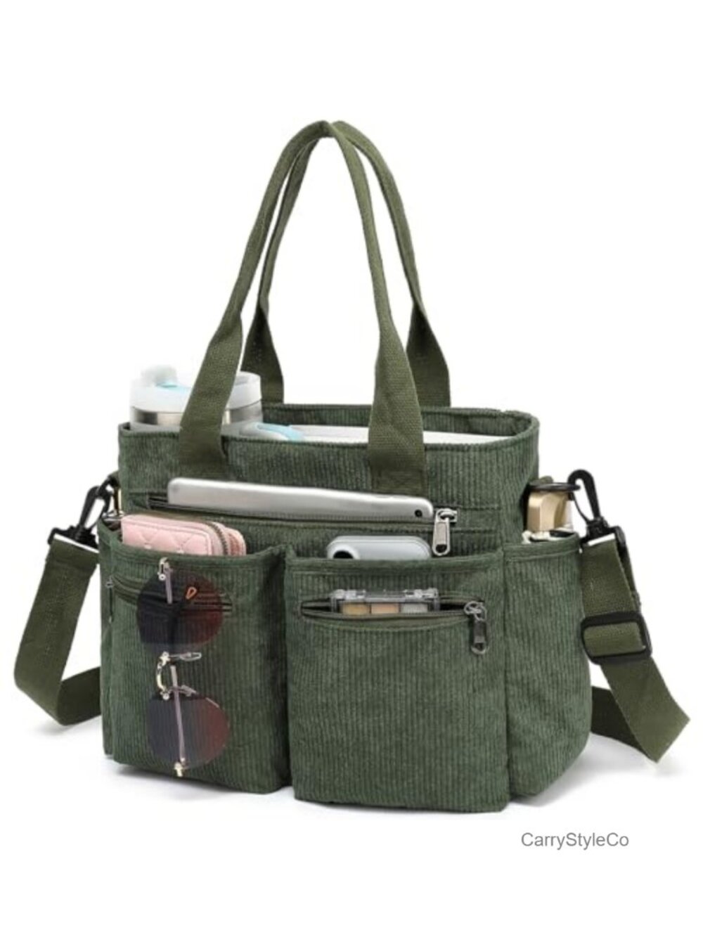 Corduroy Tote Bag Large Crossbody Messenger Top Handle Laptop Work Shoulder Bag